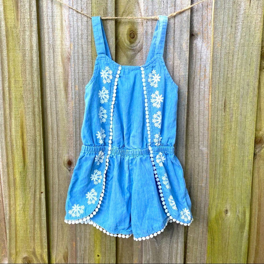 Chambray & Floral Tank Top/Shorts Romper Size 3T